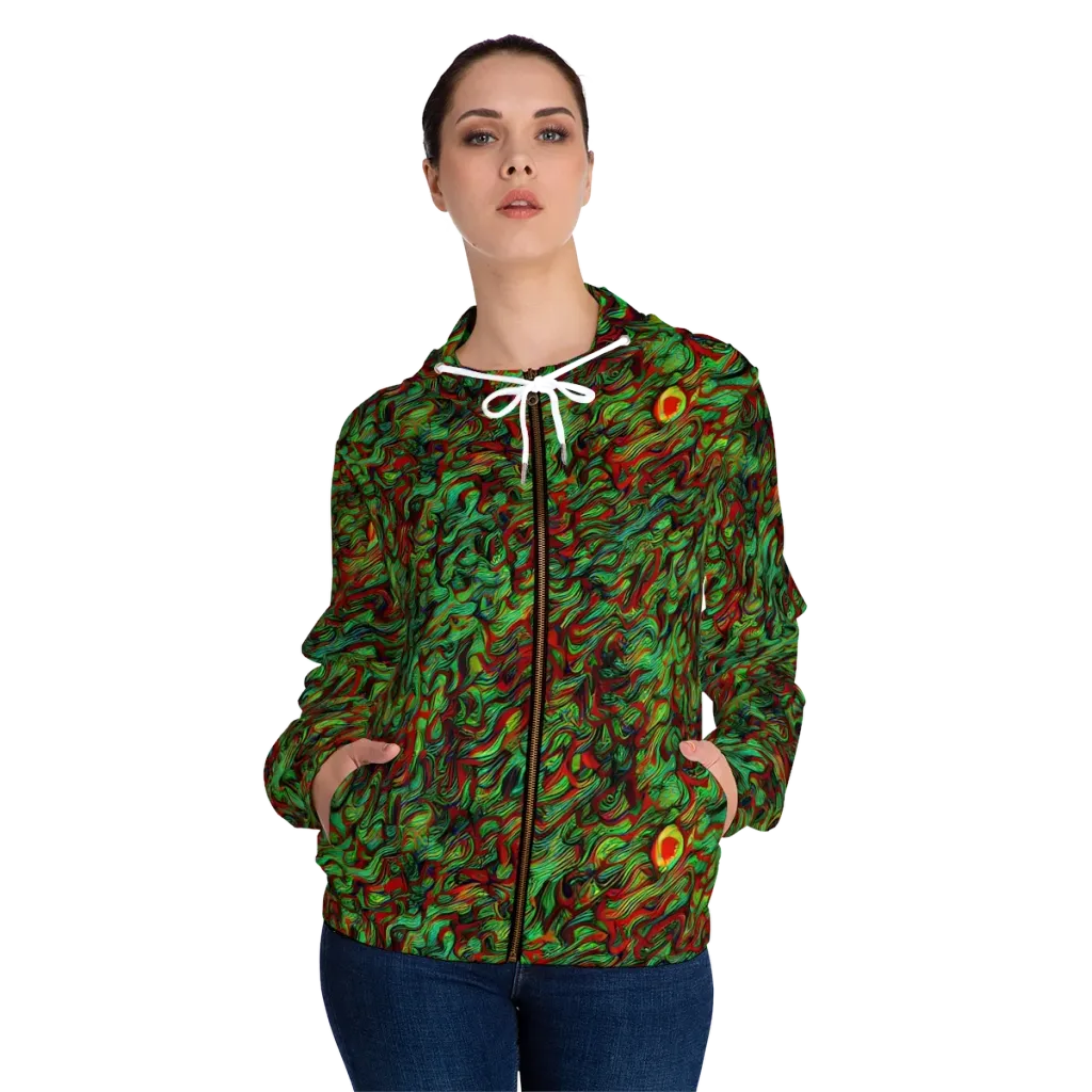 Viridian Fever on Women's Full-Zip Hoodie — Front On Person