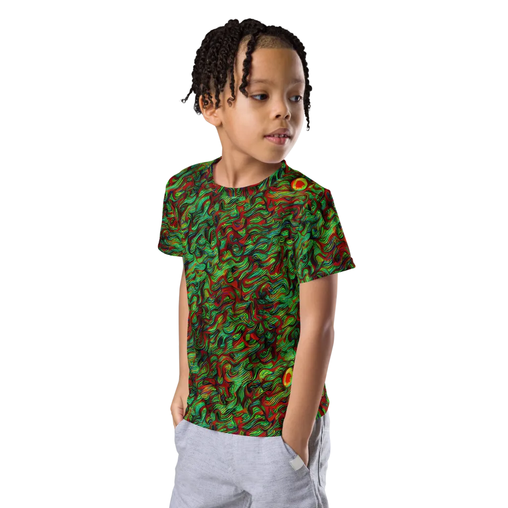 Viridian Fever on Kids Crew Neck T-Shirt — Left Front