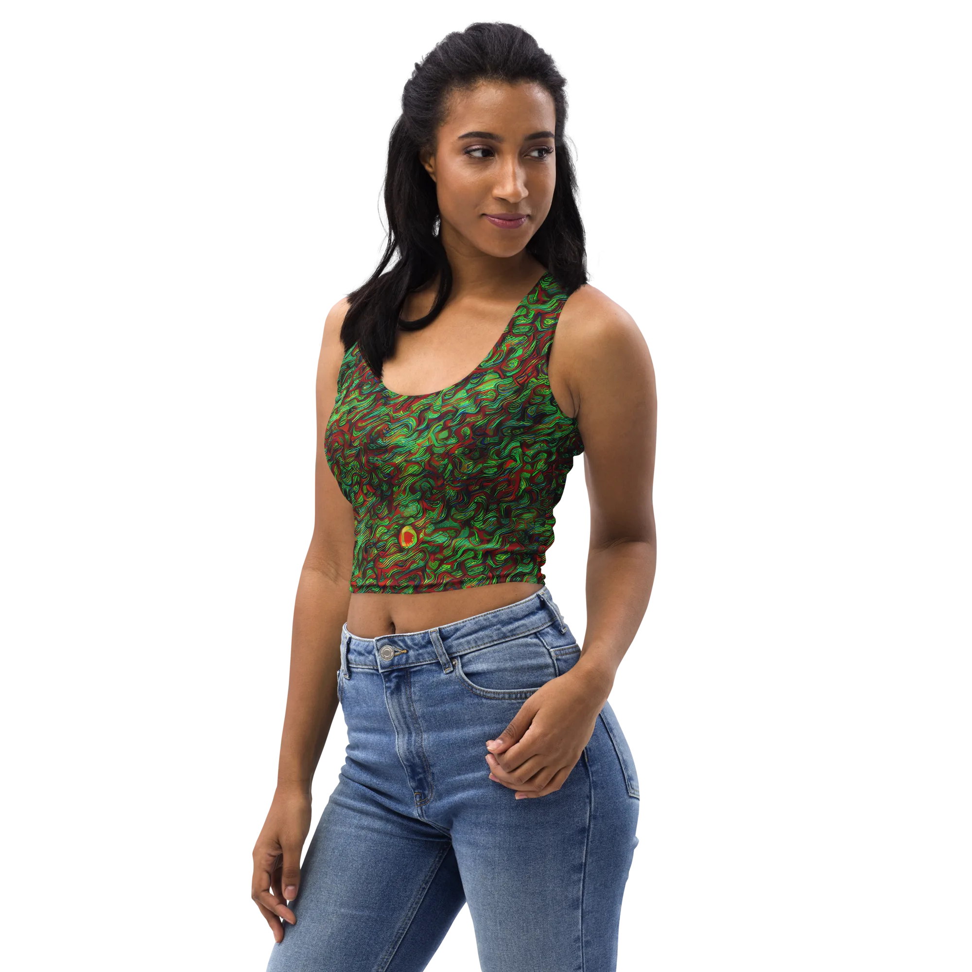 Viridian Fever on Crop Top — Left Front