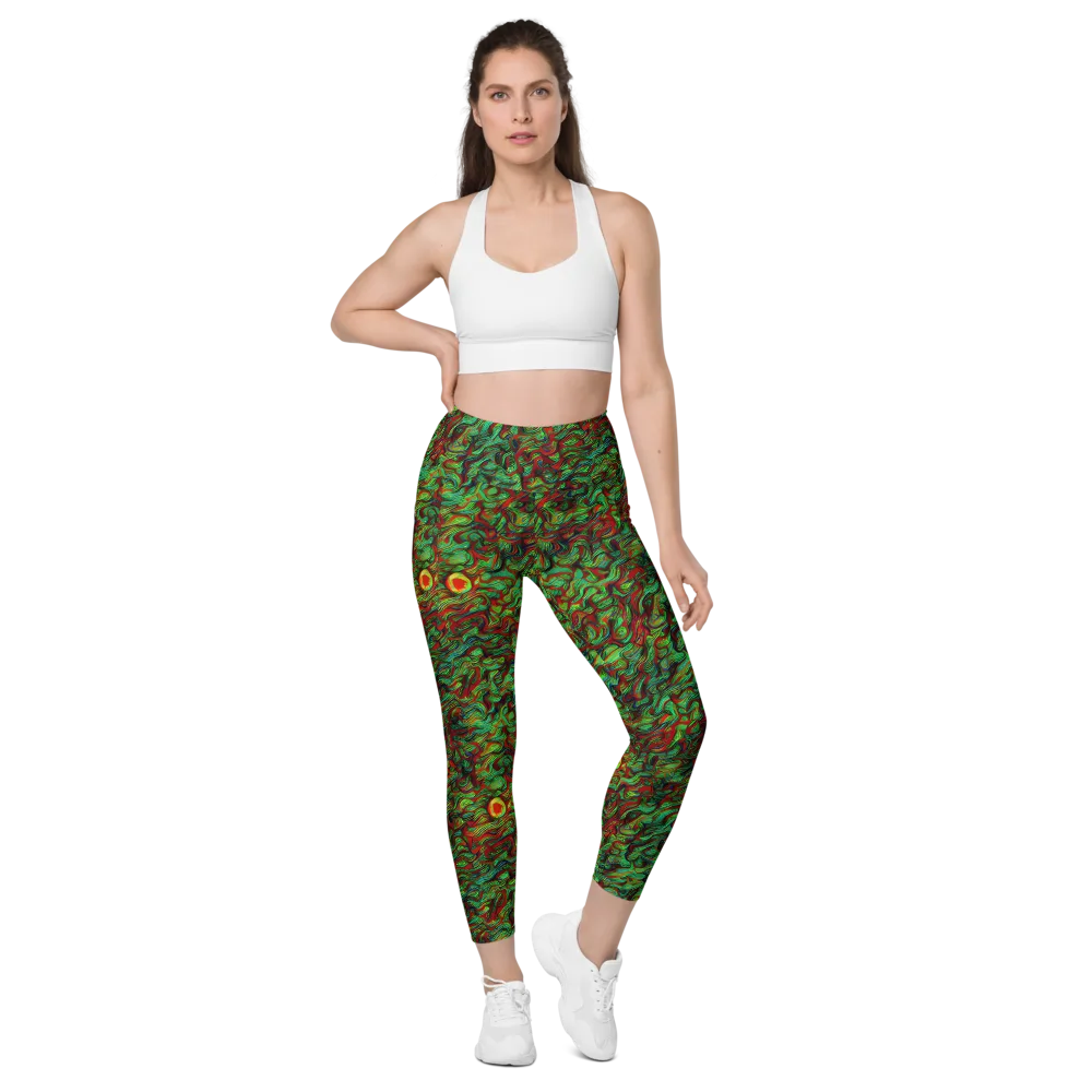 Viridian Fever on Leggings with Pockets — Front