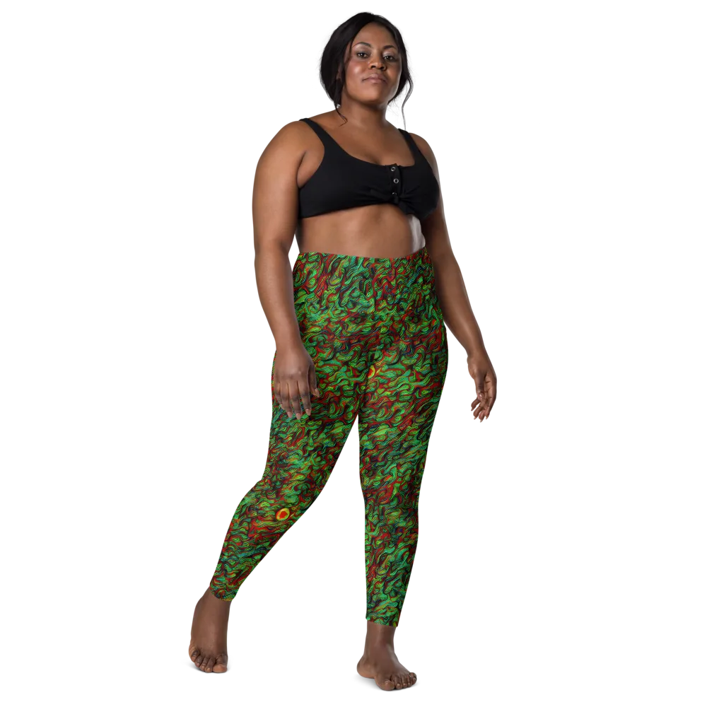Viridian Fever on Leggings with Pockets — Front