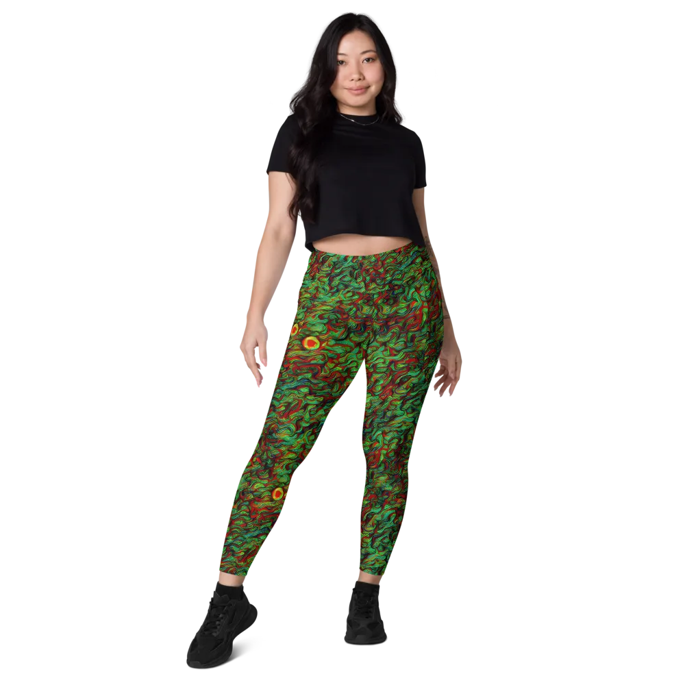 Viridian Fever on Leggings with Pockets — Front