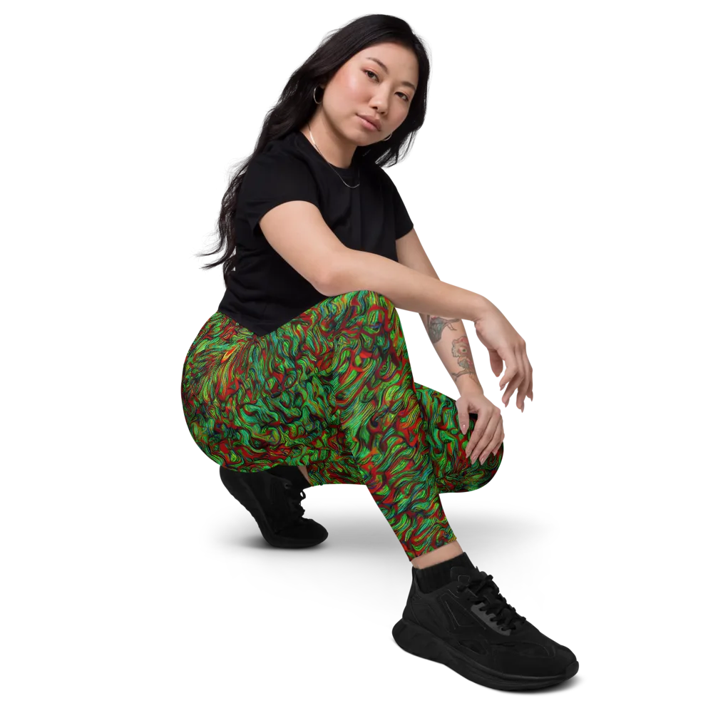 Viridian Fever on Leggings with Pockets — Right Front