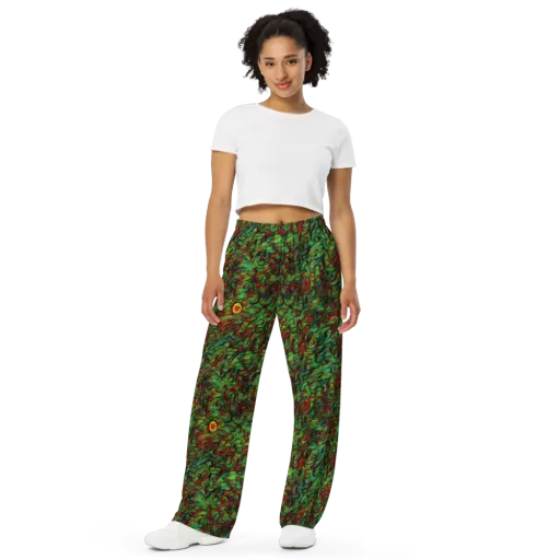Viridian Fever on a Wide-Leg Pants