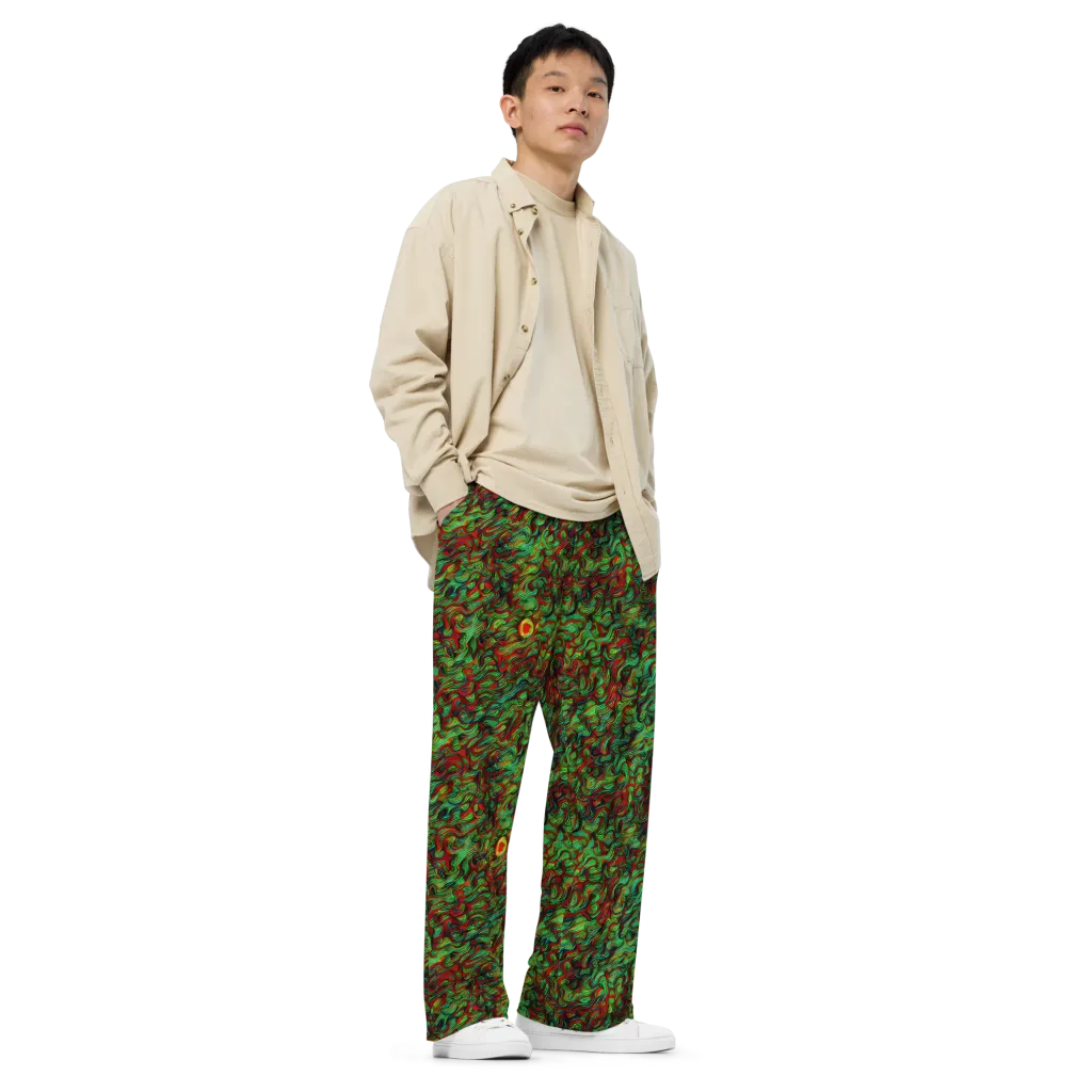 Viridian Fever on Wide-Leg Pants — Right Front