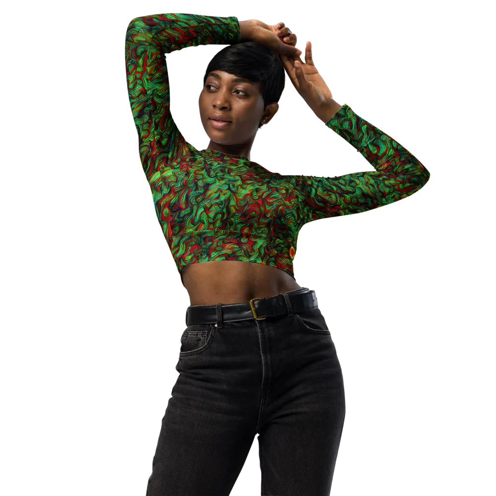Viridian Fever on Long Sleeve Crop Top — Front