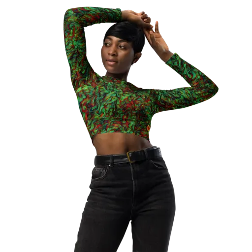 Viridian Fever on a Long Sleeve Crop Top