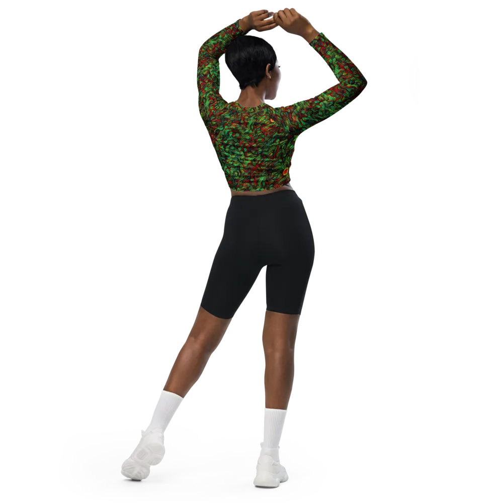 Viridian Fever on Long Sleeve Crop Top — Back
