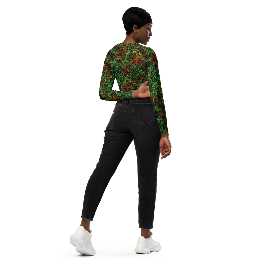 Viridian Fever on Long Sleeve Crop Top — Right Back