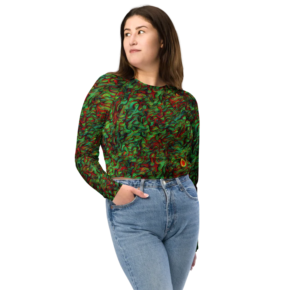Viridian Fever on Long Sleeve Crop Top — Front
