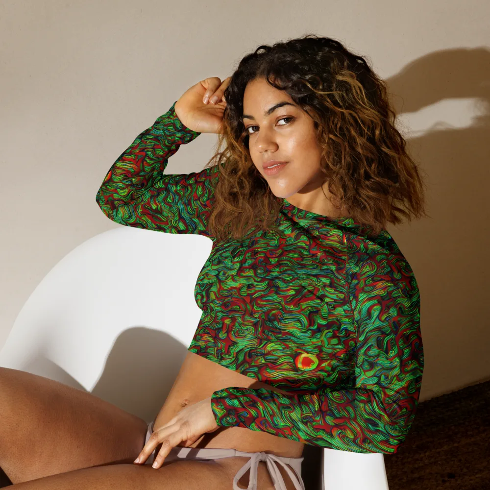 Viridian Fever on Long Sleeve Crop Top — Left Front