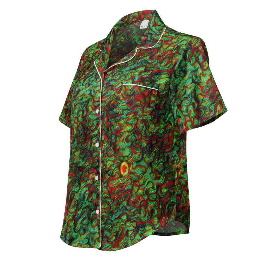 Viridian Fever on Women's Short Sleeve Pajama Top — Left Front