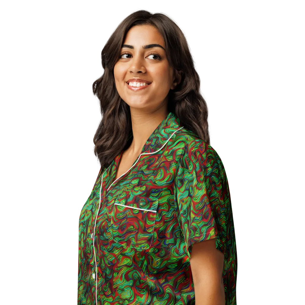 Viridian Fever on Women's Short Sleeve Pajama Top — Left Front