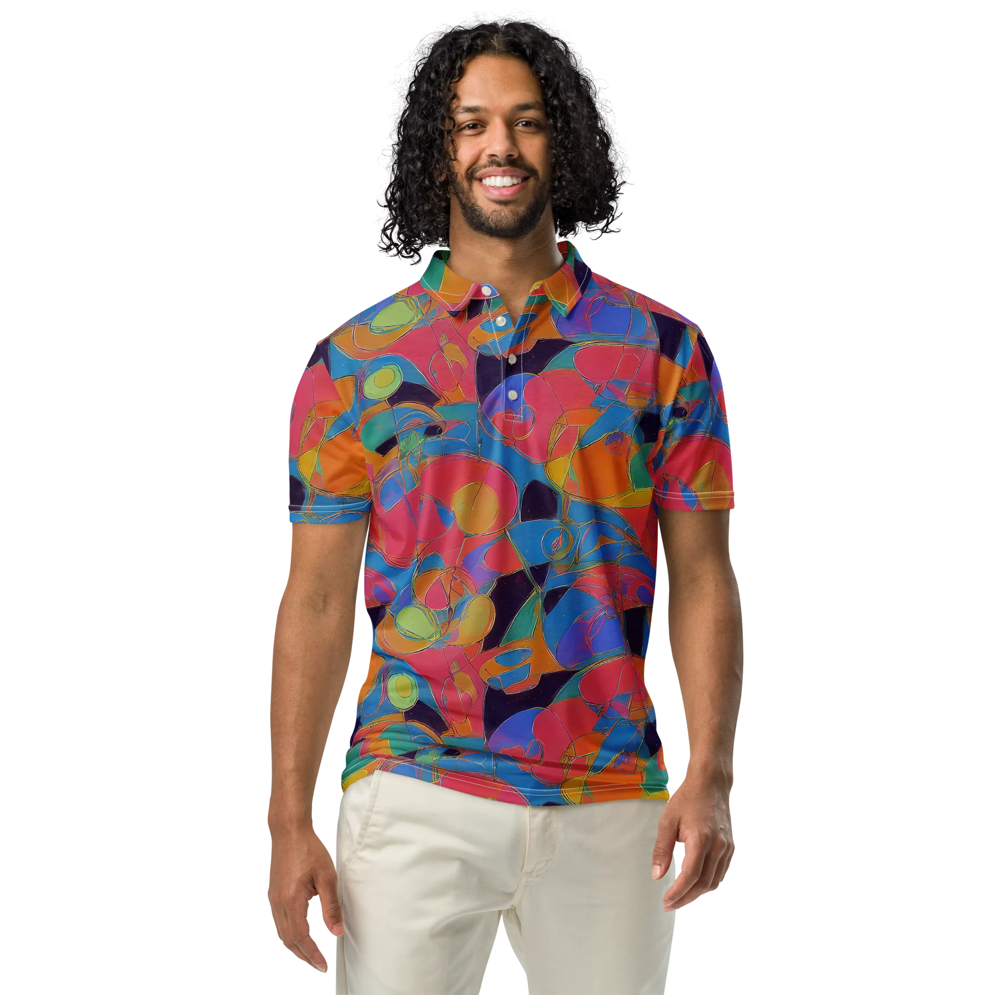 Mosaic Fever on Men's Slim Fit Polo Shirt — Front