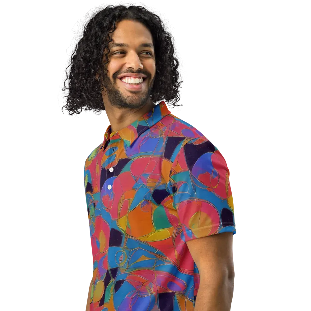 Mosaic Fever on Men's Slim Fit Polo Shirt — Left Front