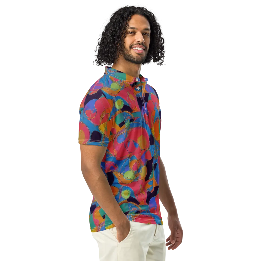 Mosaic Fever on Men's Slim Fit Polo Shirt — Right Front