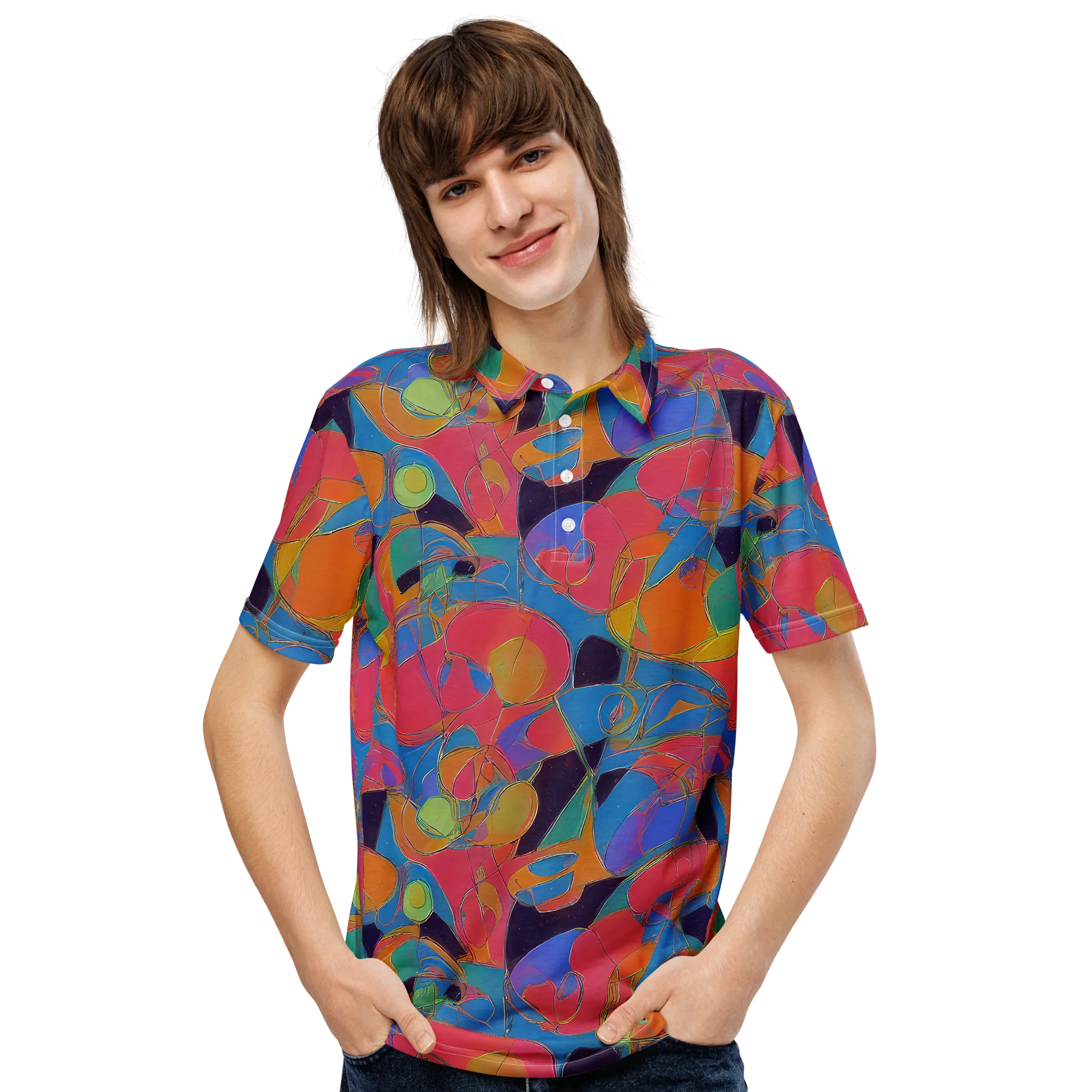 Mosaic Fever on Men's Slim Fit Polo Shirt — Front
