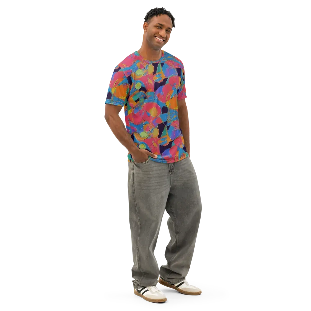 Mosaic Fever on Men's Cotton Crew Neck T-Shirt — Right Front