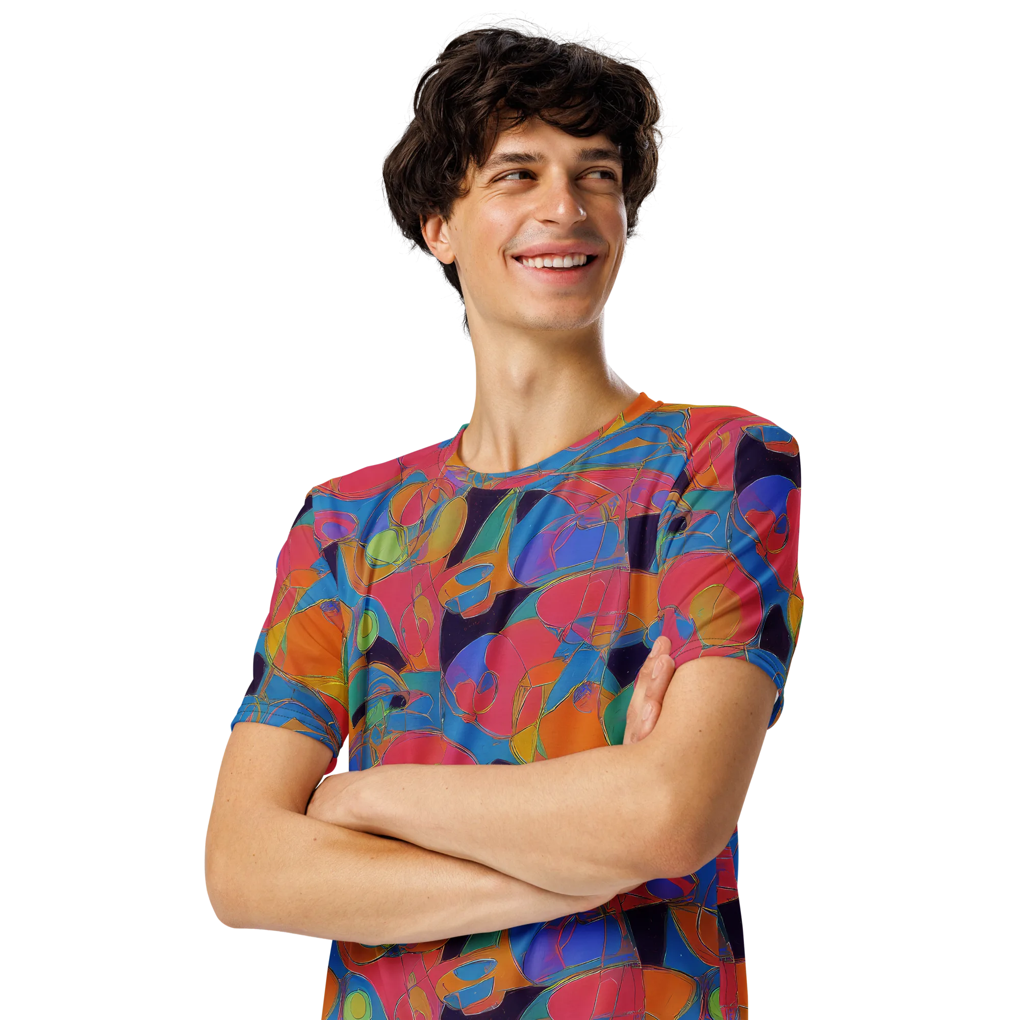 Mosaic Fever on Men's Crew Neck T-Shirt — Left Front