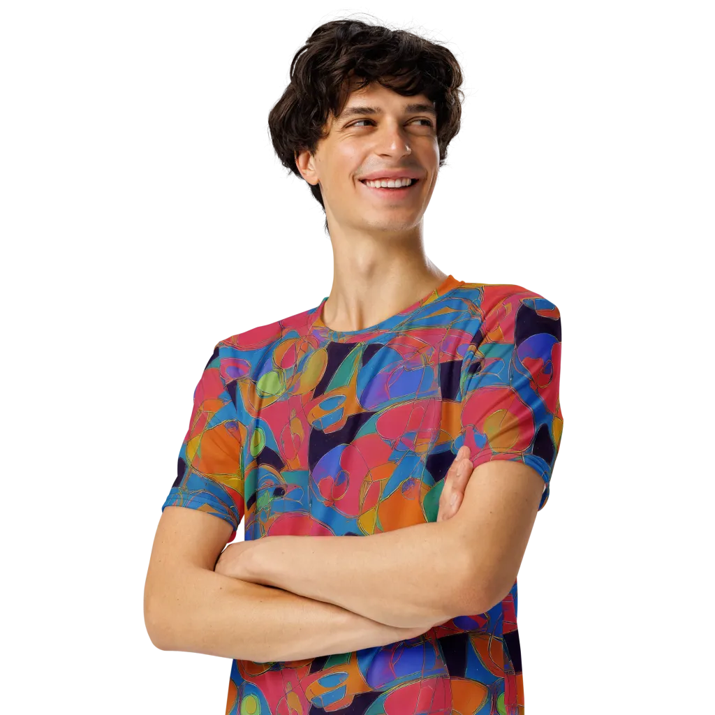 Mosaic Fever on Men's Crew Neck T-Shirt — Left Front