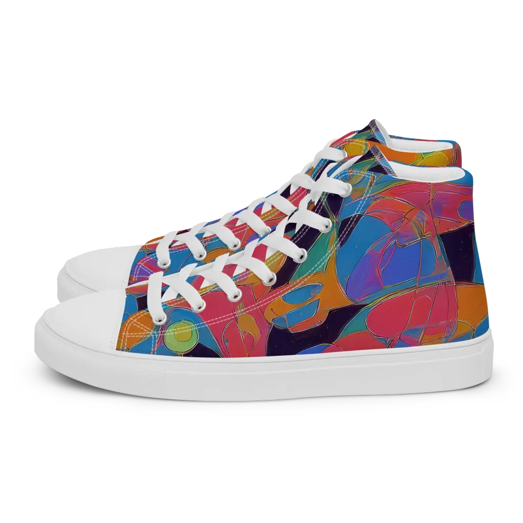 Mosaic Fever on Men's High Top Canvas Shoes — Left