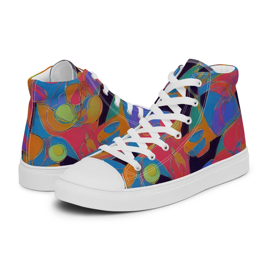 Mosaic Fever on Men's High Top Canvas Shoes — Left