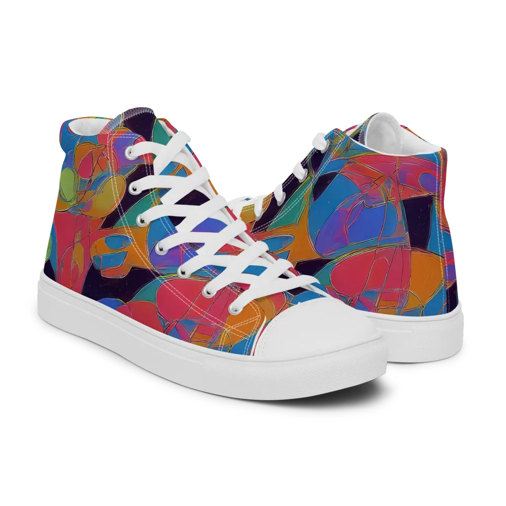 Mosaic Fever on Men's High Top Canvas Shoes — Right