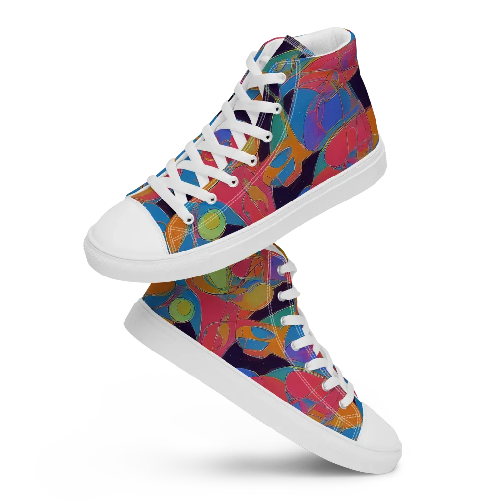 Mosaic Fever on Men's High Top Canvas Shoes — Front
