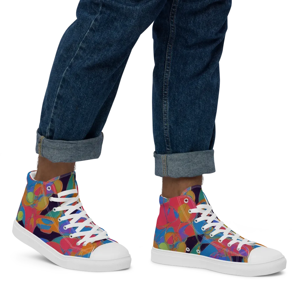 Mosaic Fever on Men's High Top Canvas Shoes — Right