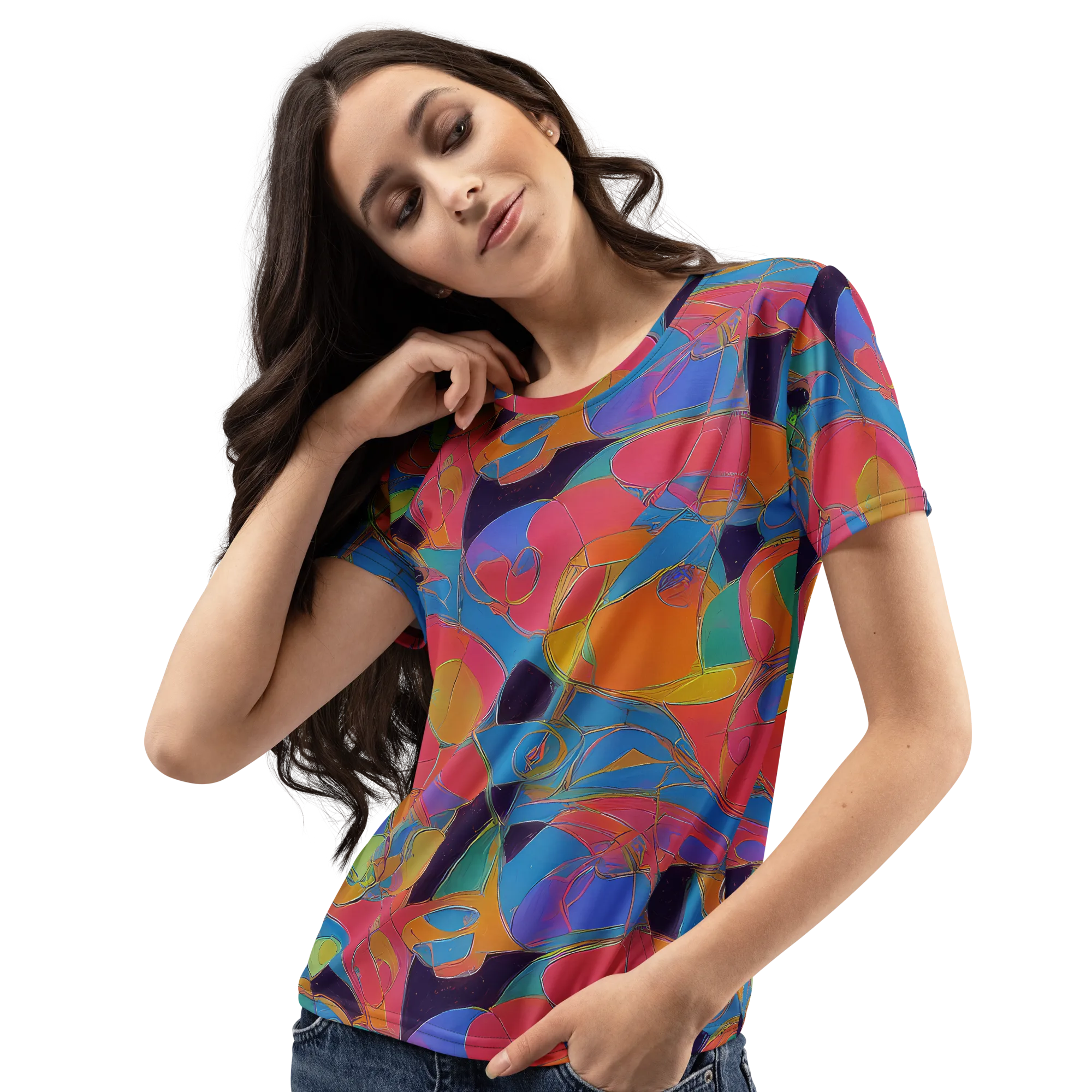 Mosaic Fever on Women's Crew Neck T-Shirt — Left Front