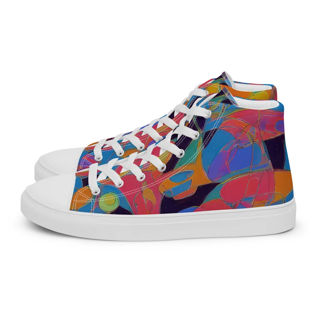 Mosaic Fever on Women's High Top Canvas Shoes — Left