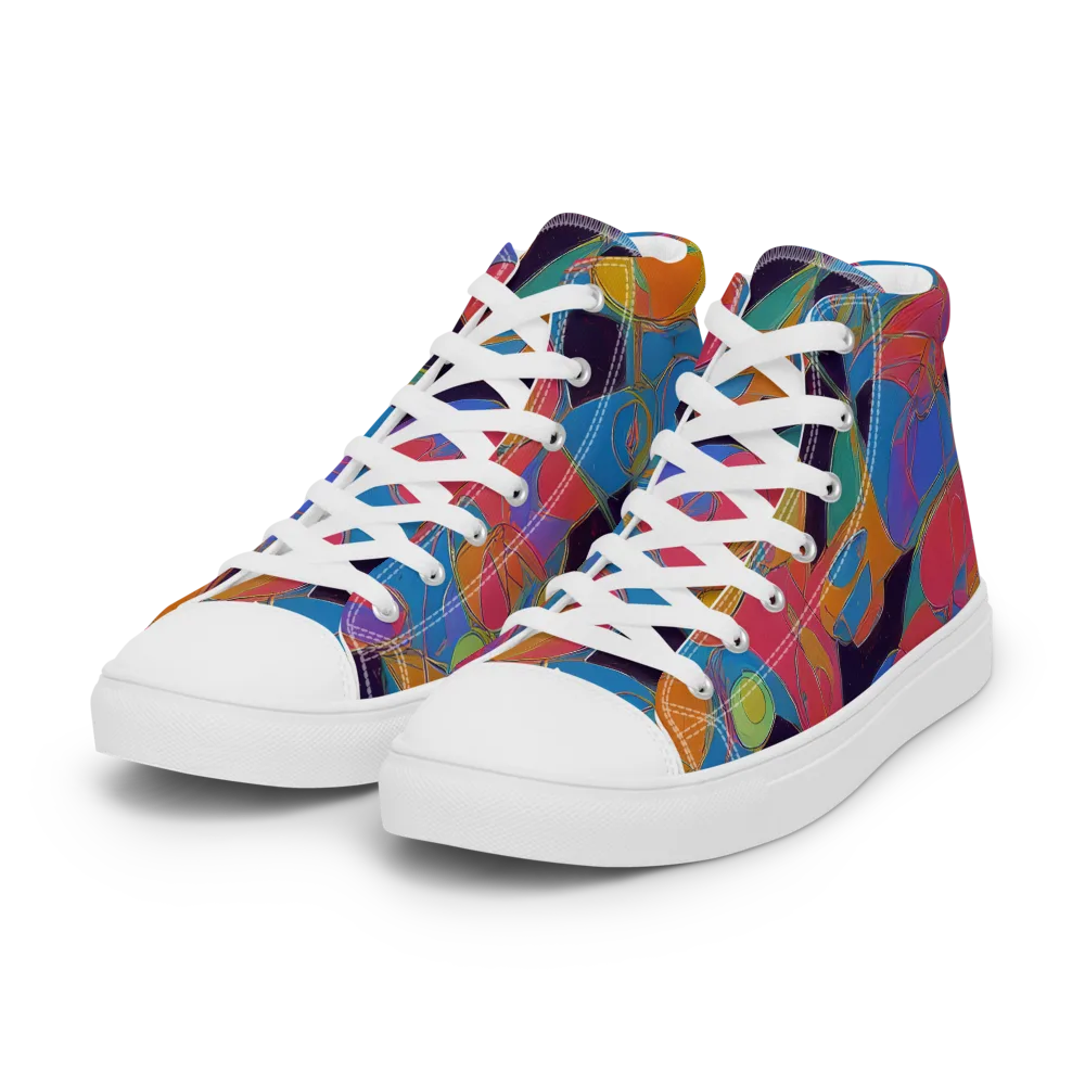 Mosaic Fever on Women's High Top Canvas Shoes — Left Front