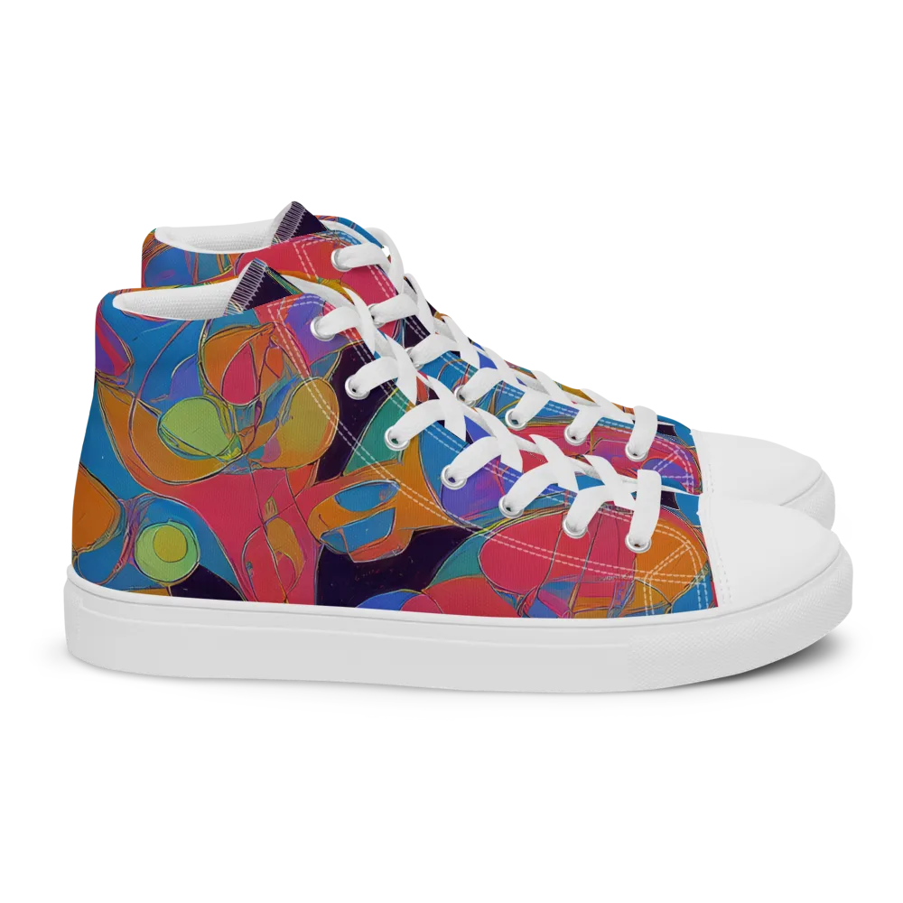 Mosaic Fever on Women's High Top Canvas Shoes — Right