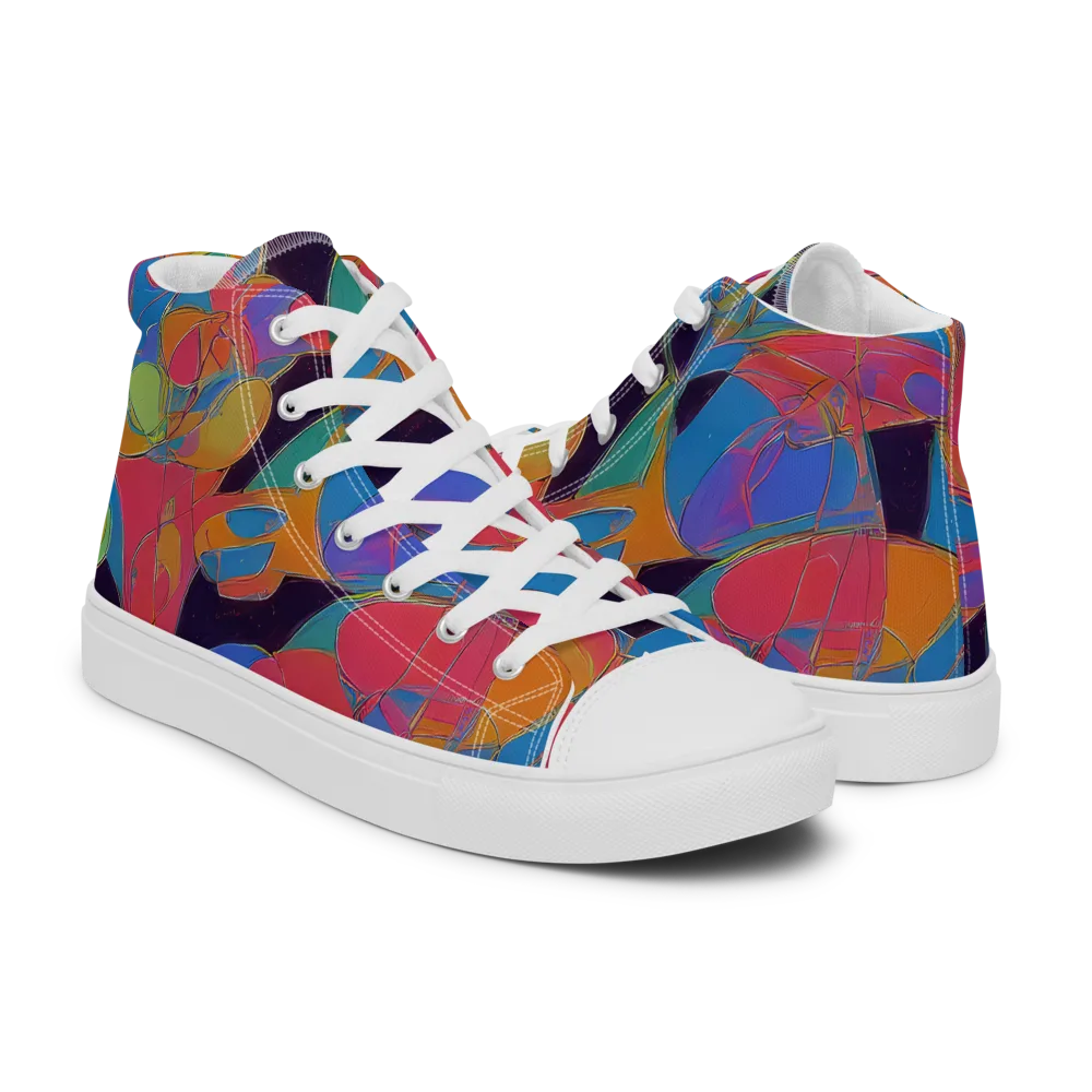 Mosaic Fever on Women's High Top Canvas Shoes — Right