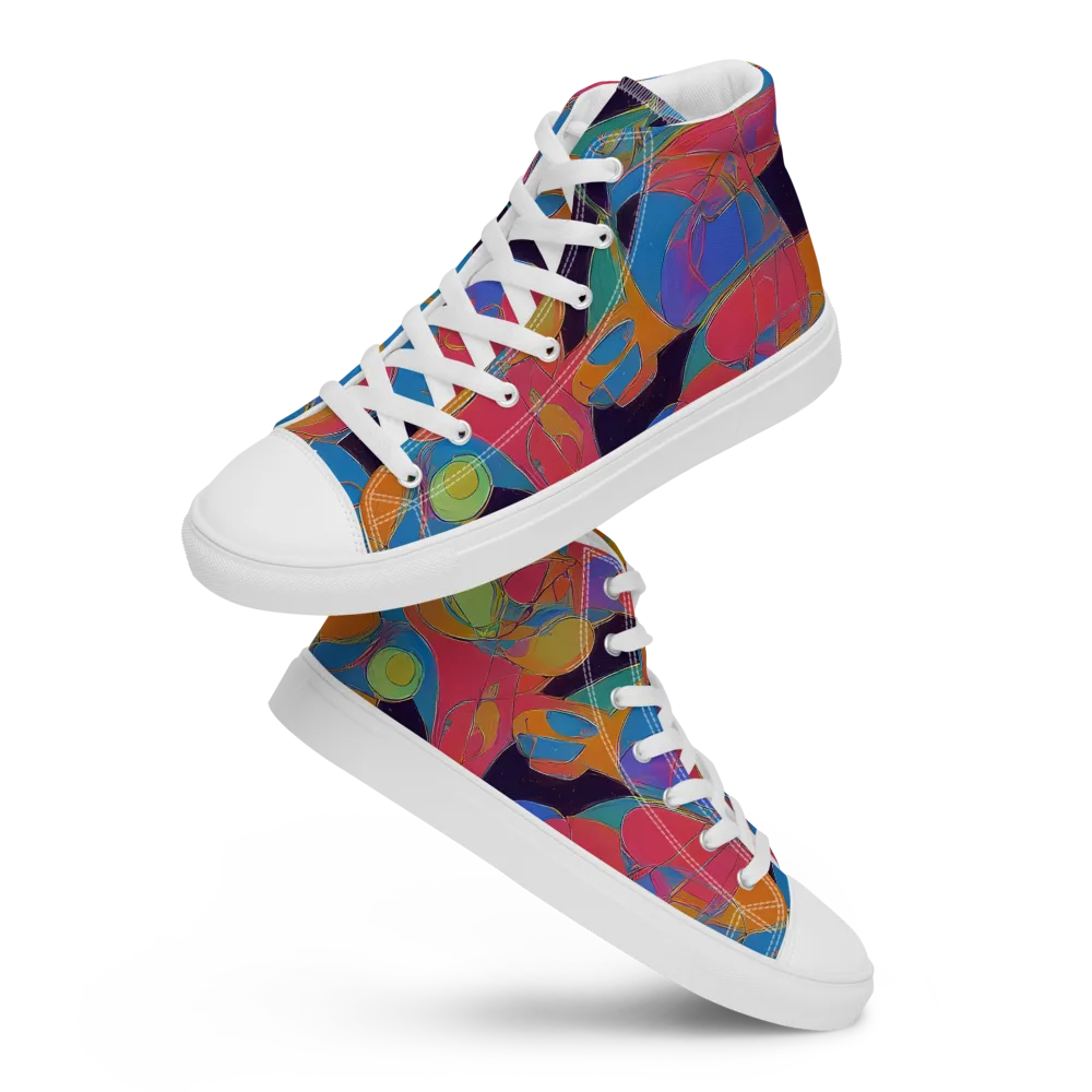 Mosaic Fever on Women's High Top Canvas Shoes — Front