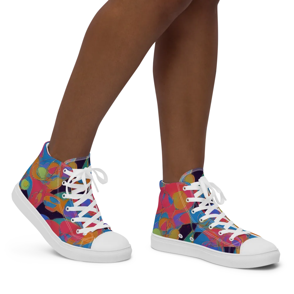 Mosaic Fever on Women's High Top Canvas Shoes — Right