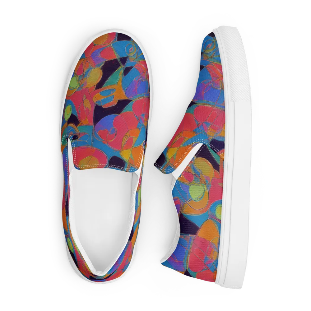 Mosaic Fever on Men's Slip-On Canvas Shoes — Front