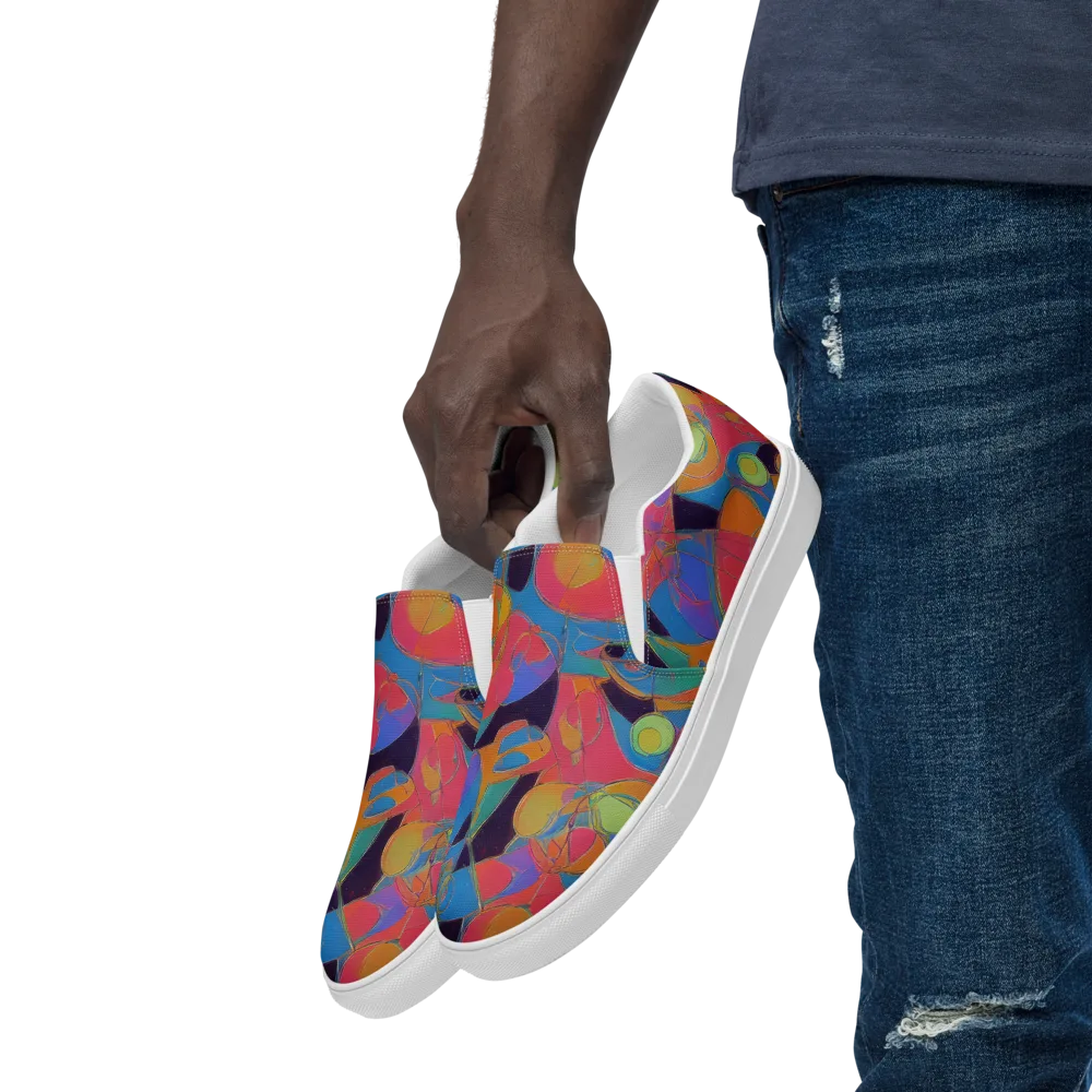 Mosaic Fever on Men's Slip-On Canvas Shoes — Left Front