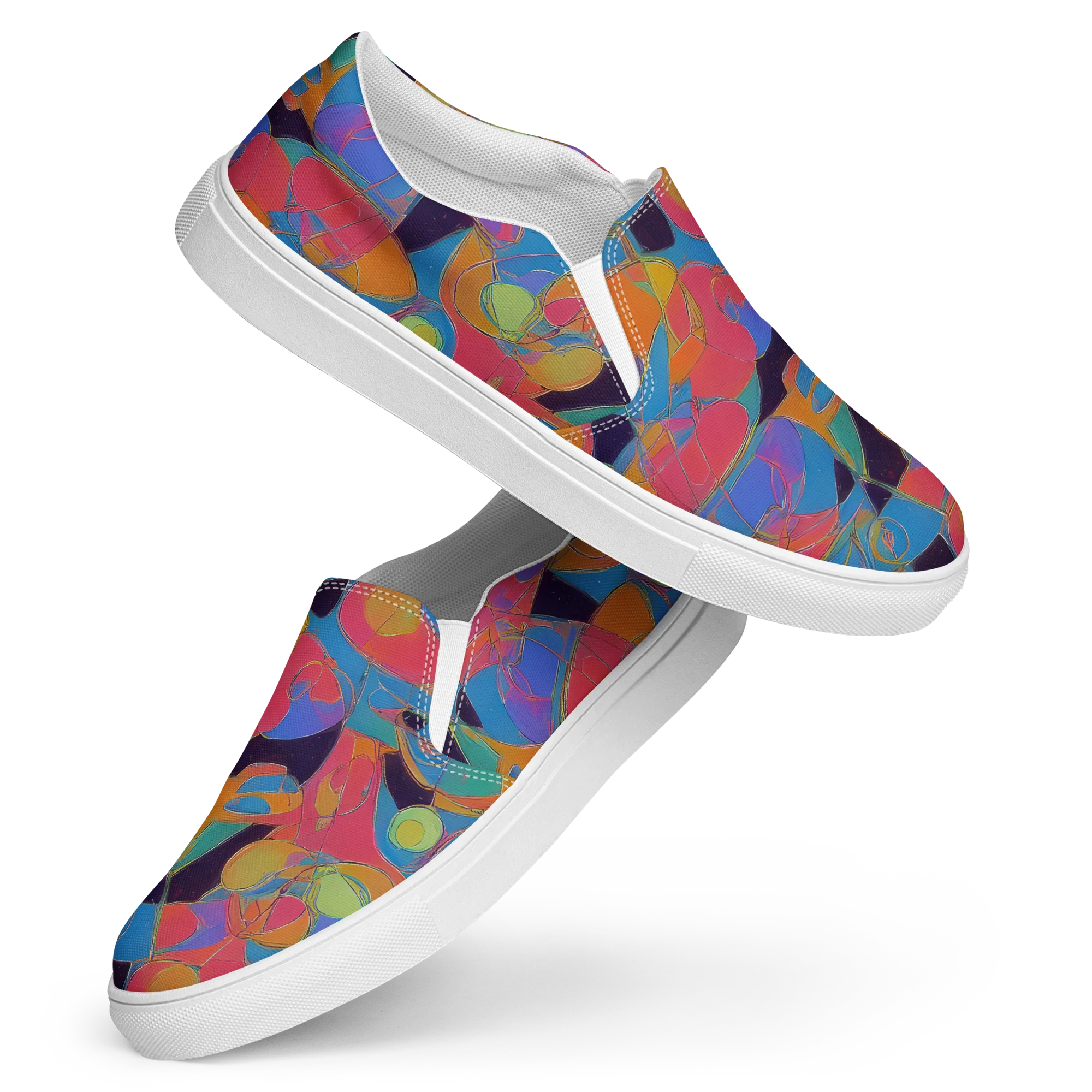 Mosaic Fever on Women's Slip-On Canvas Shoes — Front