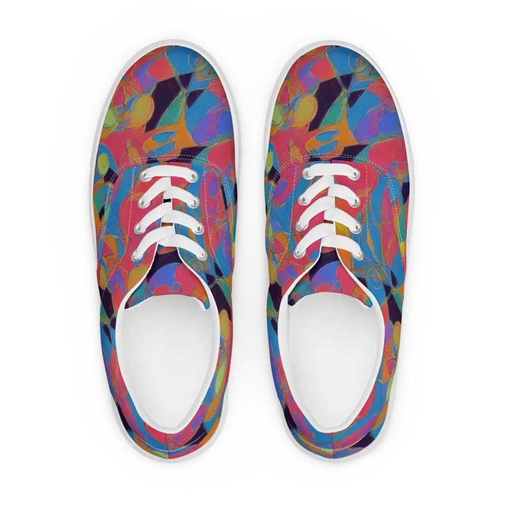 Mosaic Fever on Men's Lace-Up Canvas Shoes — Front
