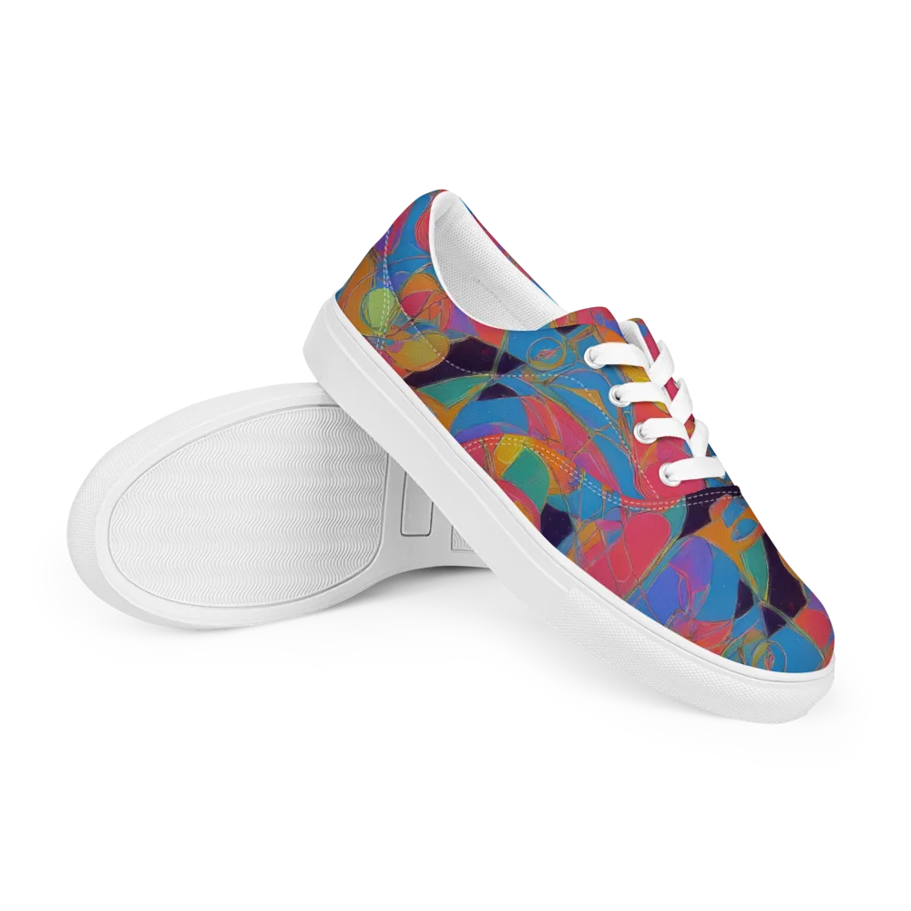 Mosaic Fever on Men's Lace-Up Canvas Shoes — Right Front