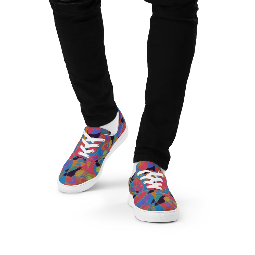 Mosaic Fever on Men's Lace-Up Canvas Shoes — Front