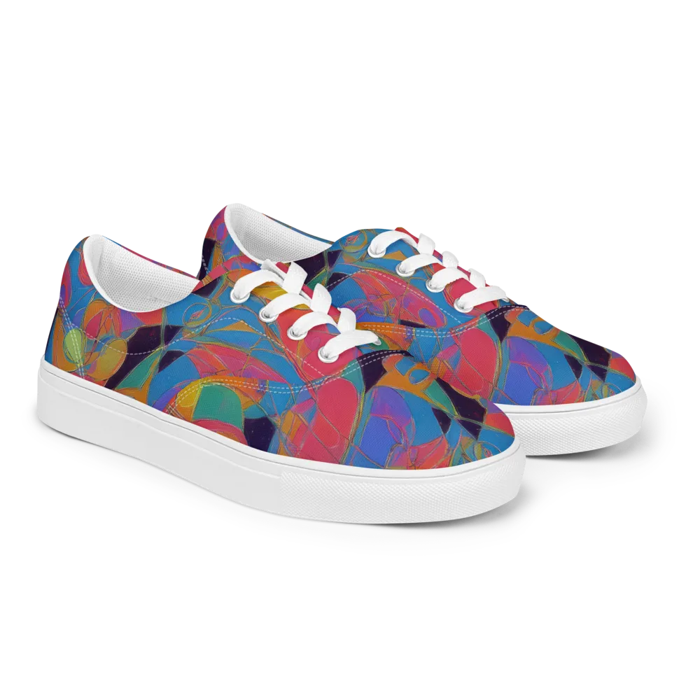 Mosaic Fever on Men's Lace-Up Canvas Shoes — Right Front