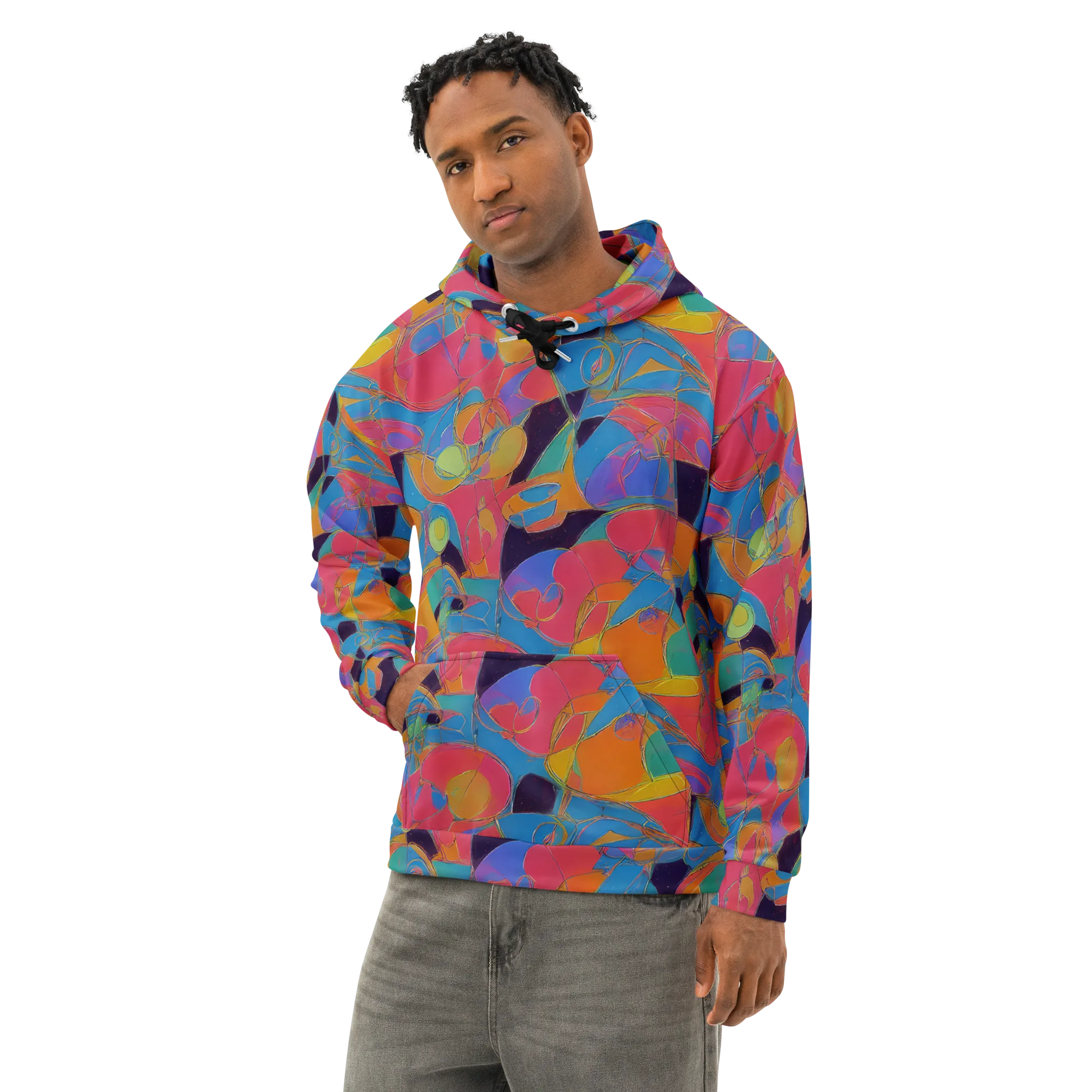 Mosaic Fever on Cotton Hoodie — Left Front
