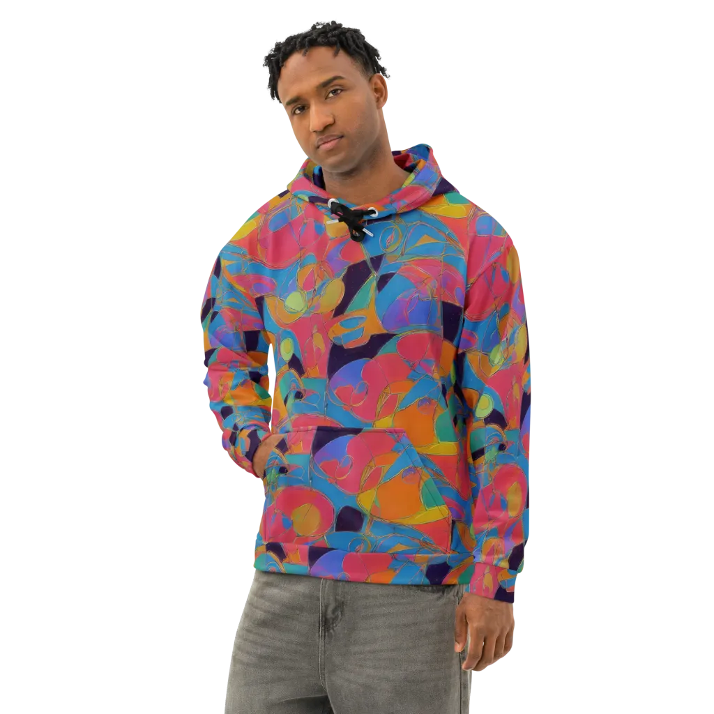 Mosaic Fever on Cotton Hoodie — Left Front