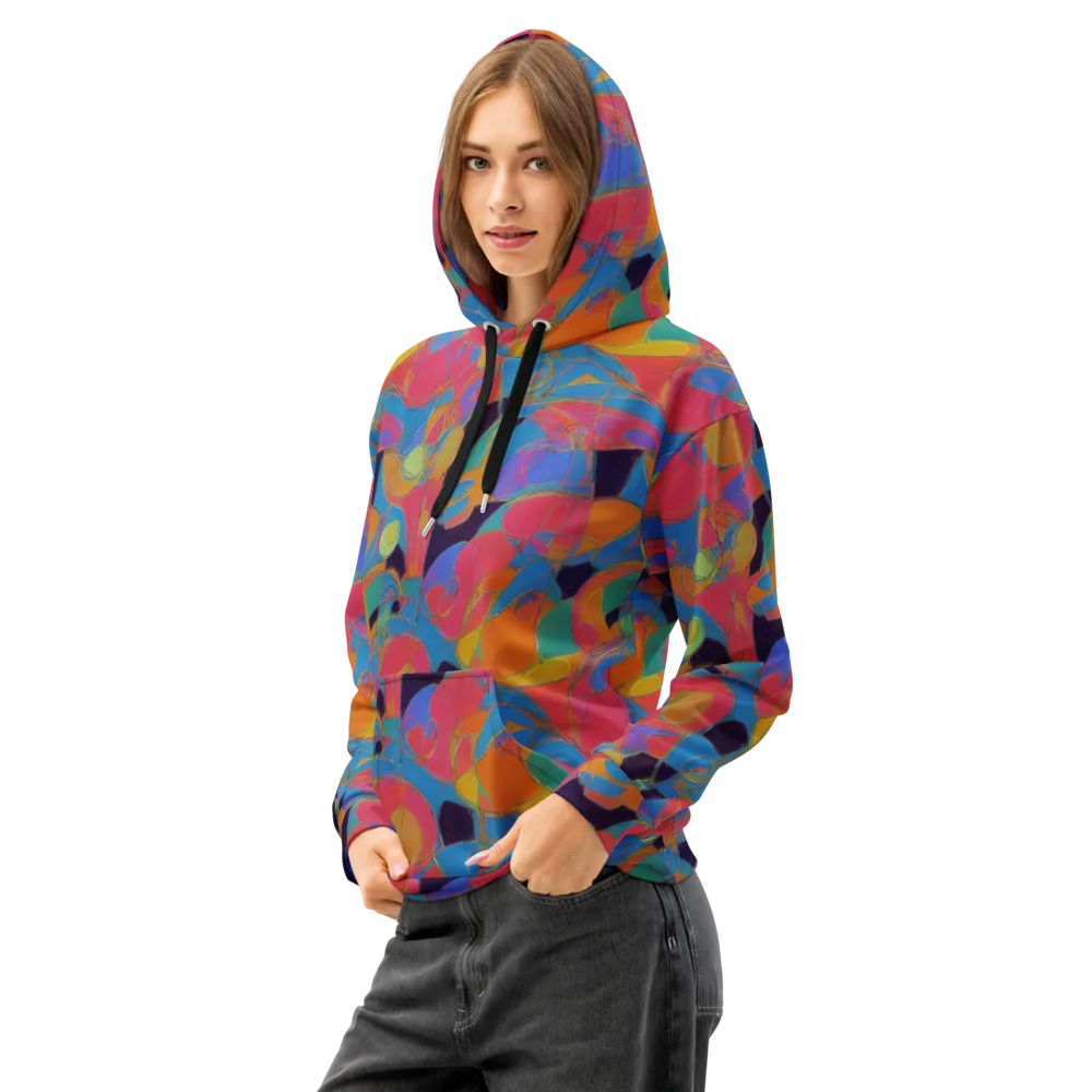Mosaic Fever on Cotton Hoodie — Left Front