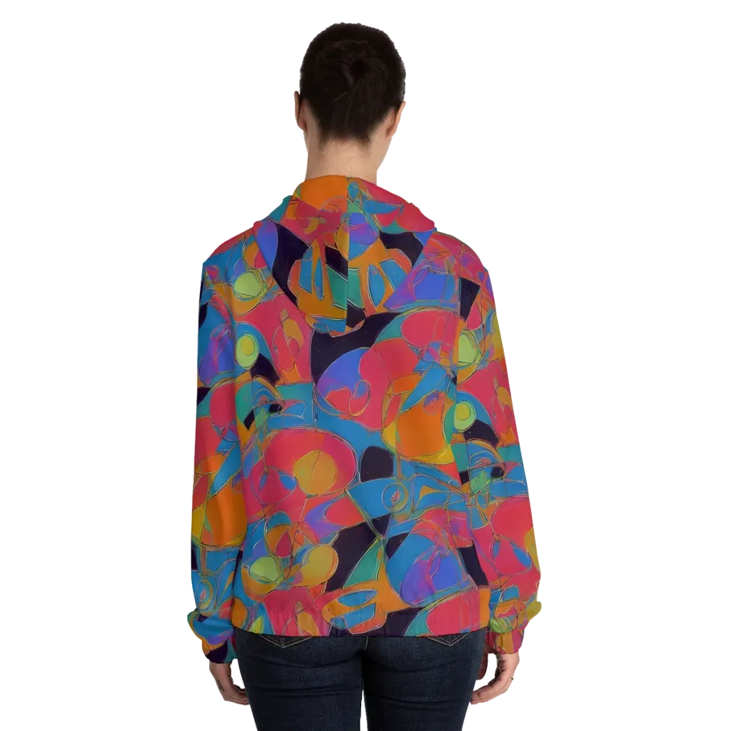 Mosaic Fever on Women's Full-Zip Hoodie — Back On Person