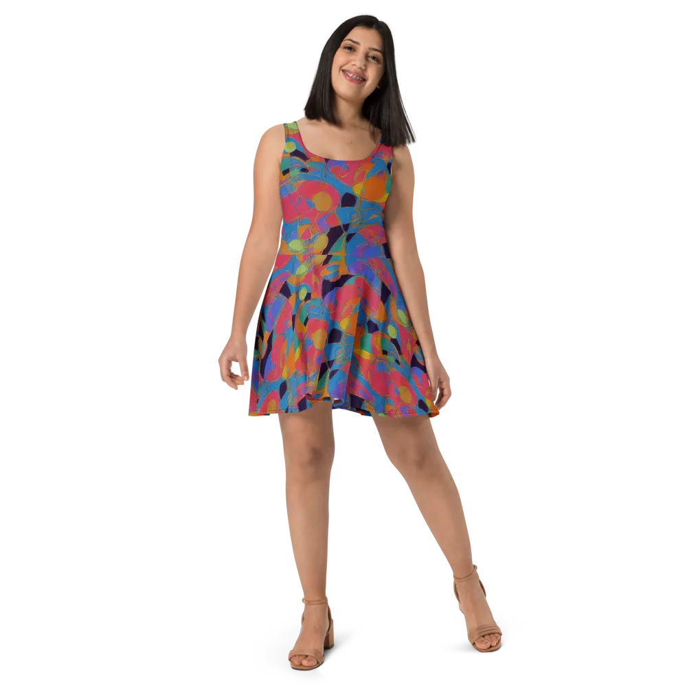 Mosaic Fever on Skater Dress — Front