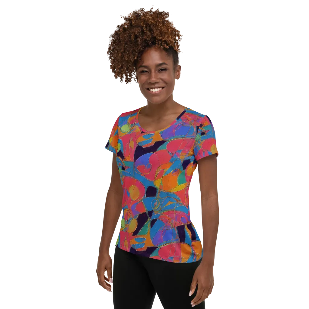 Mosaic Fever on Women's Athletic T-Shirt — Left