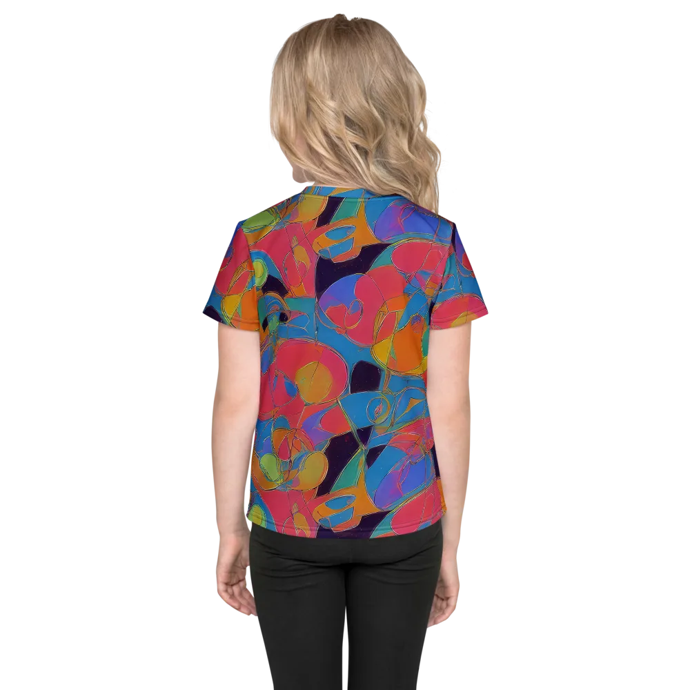 Mosaic Fever on Kids Crew Neck T-Shirt — Back